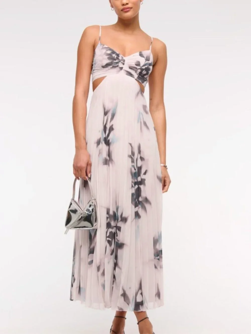 NWT Abercrombie & Fitch Womens Giselle Babydoll Cutout Maxi Dress Floral XS Tall